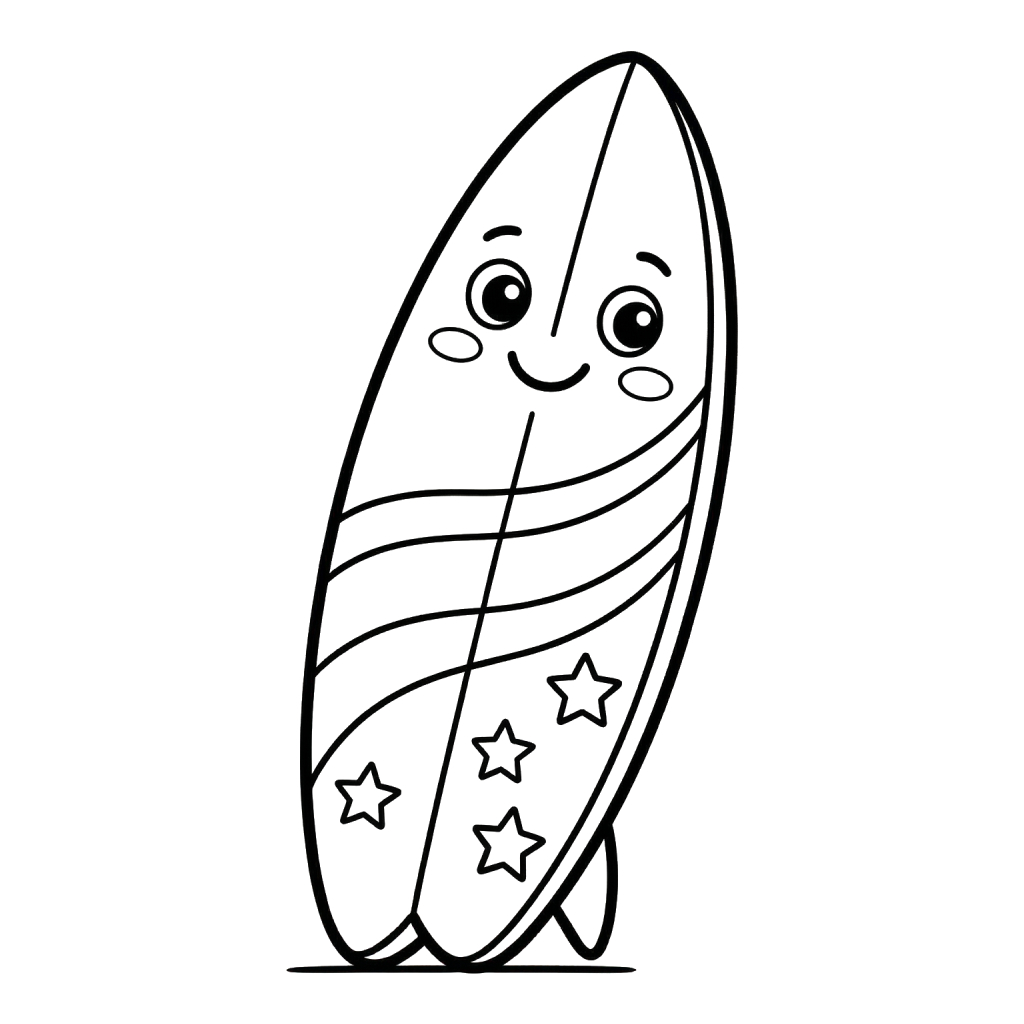 páginas para colorear lindas y fáciles de Tabla de Surf