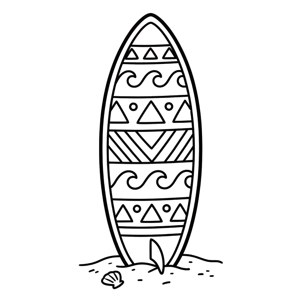 divertidas páginas para colorear Tabla de Surf