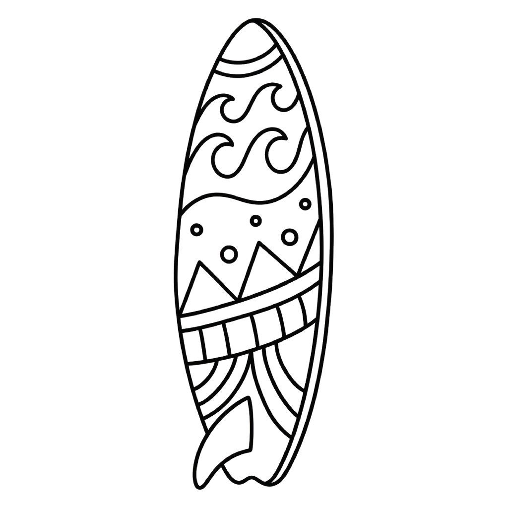 páginas para colorear para adultos Tabla de Surf
