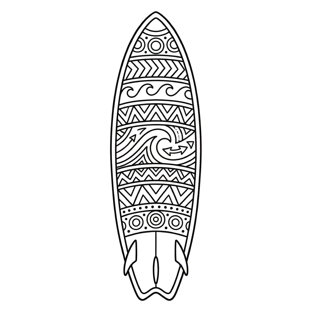 páginas para colorear gratis Tabla de Surf pdf