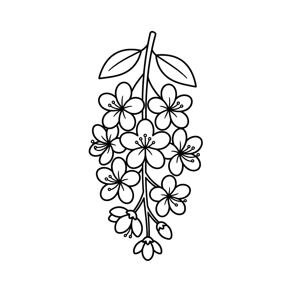 Árbol de Lluvia Dorada páginas para colorear imprimibles
