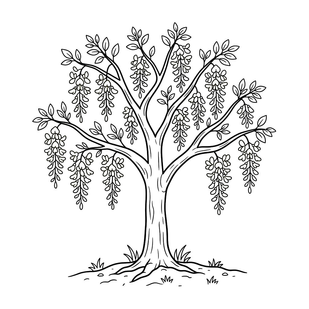 páginas para colorear detalladas de Árbol de Lluvia Dorada