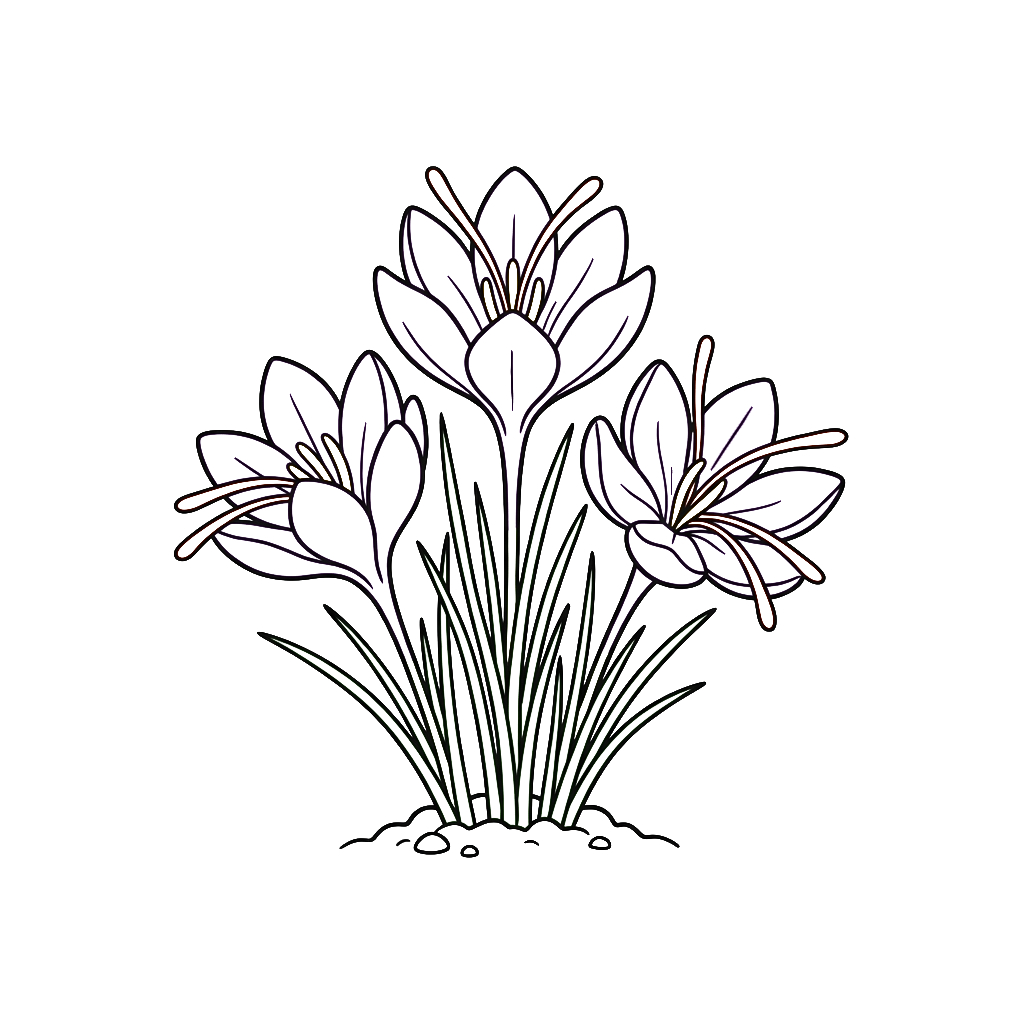 Azafrán Crocus 9 niños Azafrán Crocus páginas para colorear