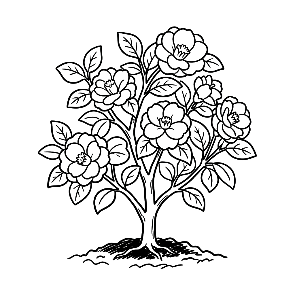 Camelia páginas para colorear para imprimir
