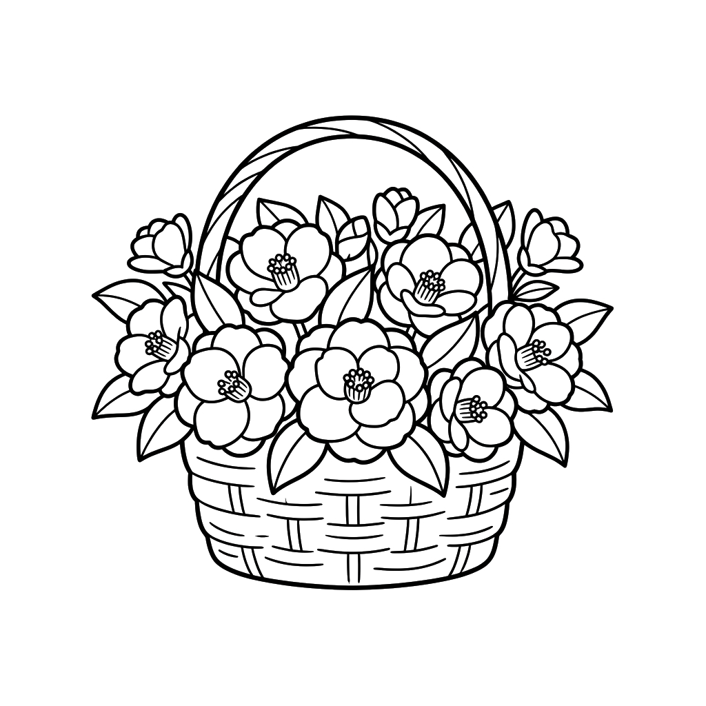 Camelia adornos para colorear