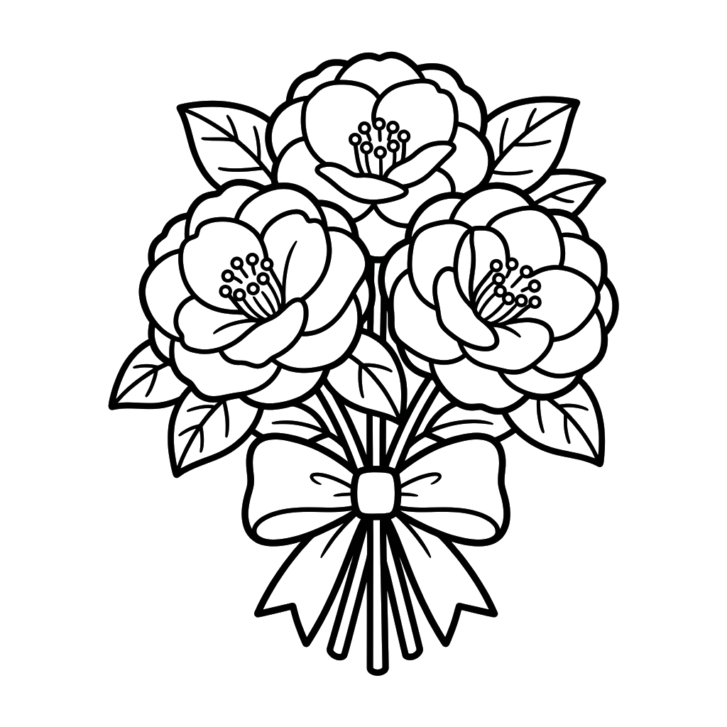 Camelia páginas para colorear para niños