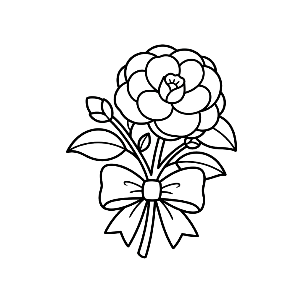 Camelia páginas para colorear para adultos fáciles