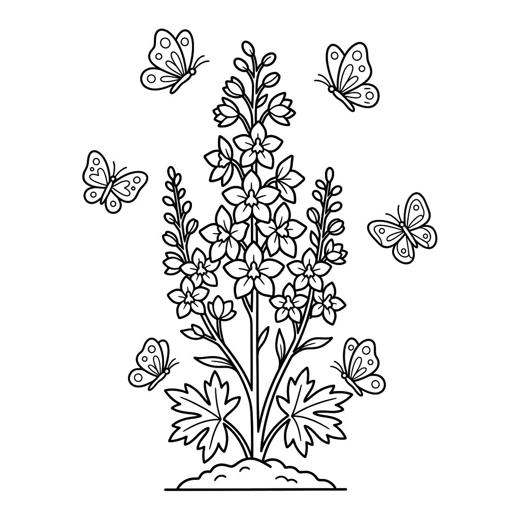 Delphinium 12 para colorear Delphinium
