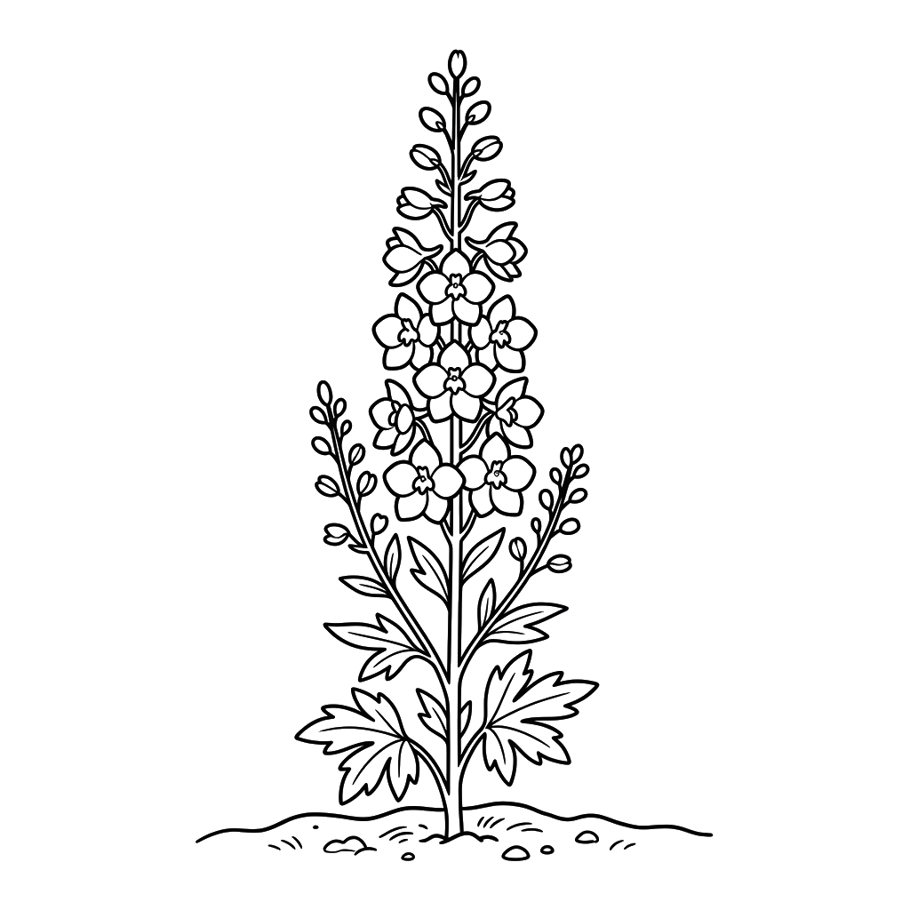 Delphinium 4 Delphinium páginas para colorear para adultos