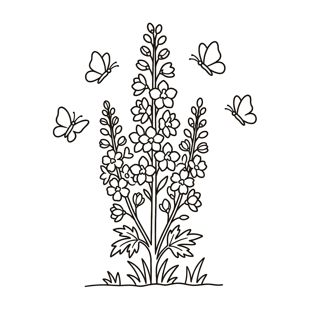 Delphinium 6 colorear páginas de Delphinium