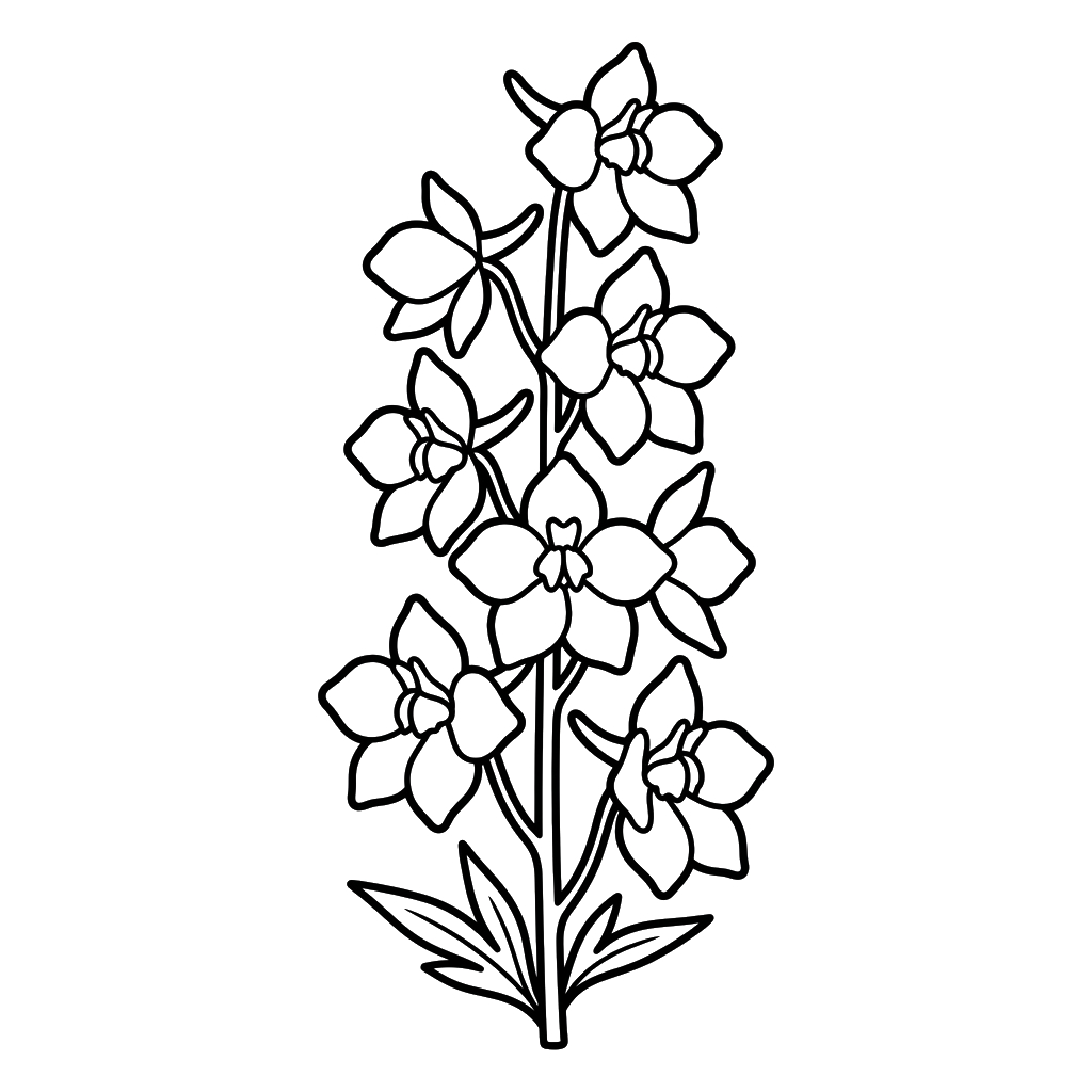 Delphinium 7 Delphinium páginas para colorear para imprimir gratis