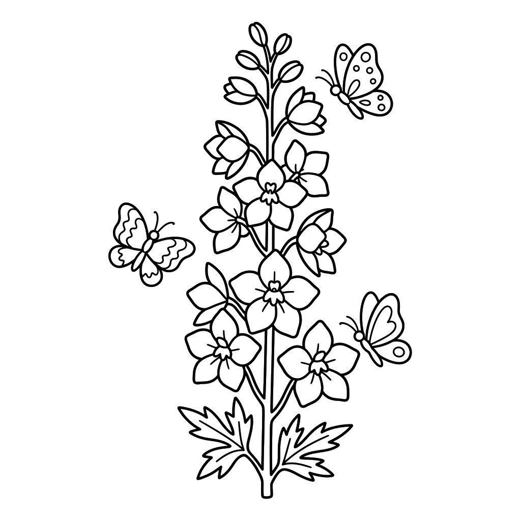 Delphinium 2 dibujos para colorear Delphinium