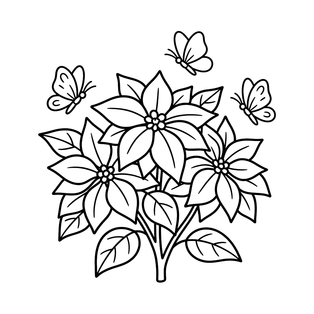 felices páginas para colorear Flor de Pascua