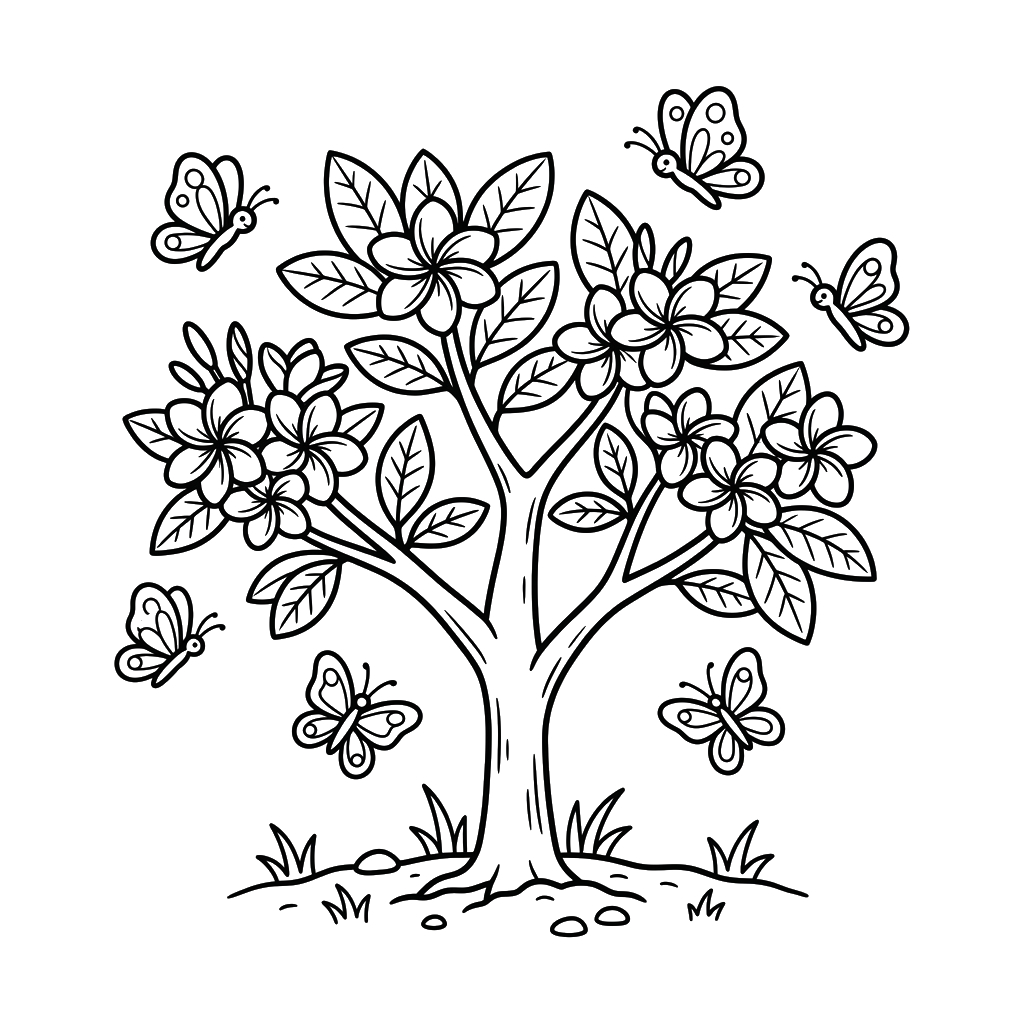 páginas para colorear imprimibles Frangipani para adultos