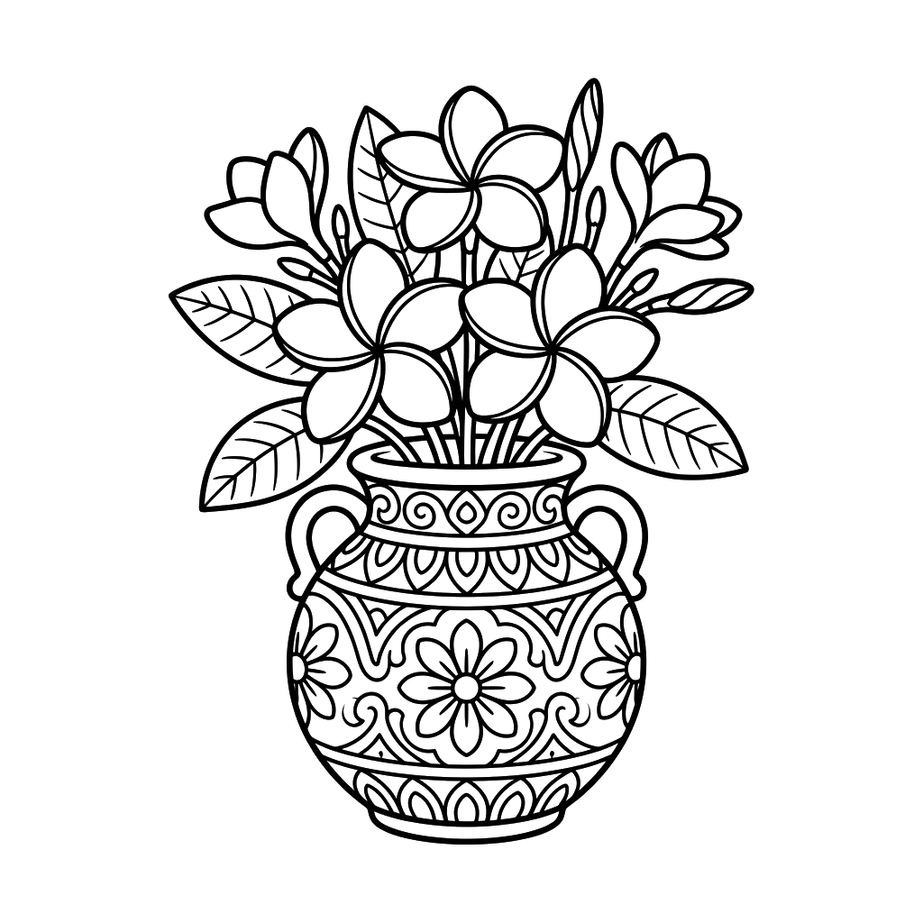 felices páginas para colorear Frangipani