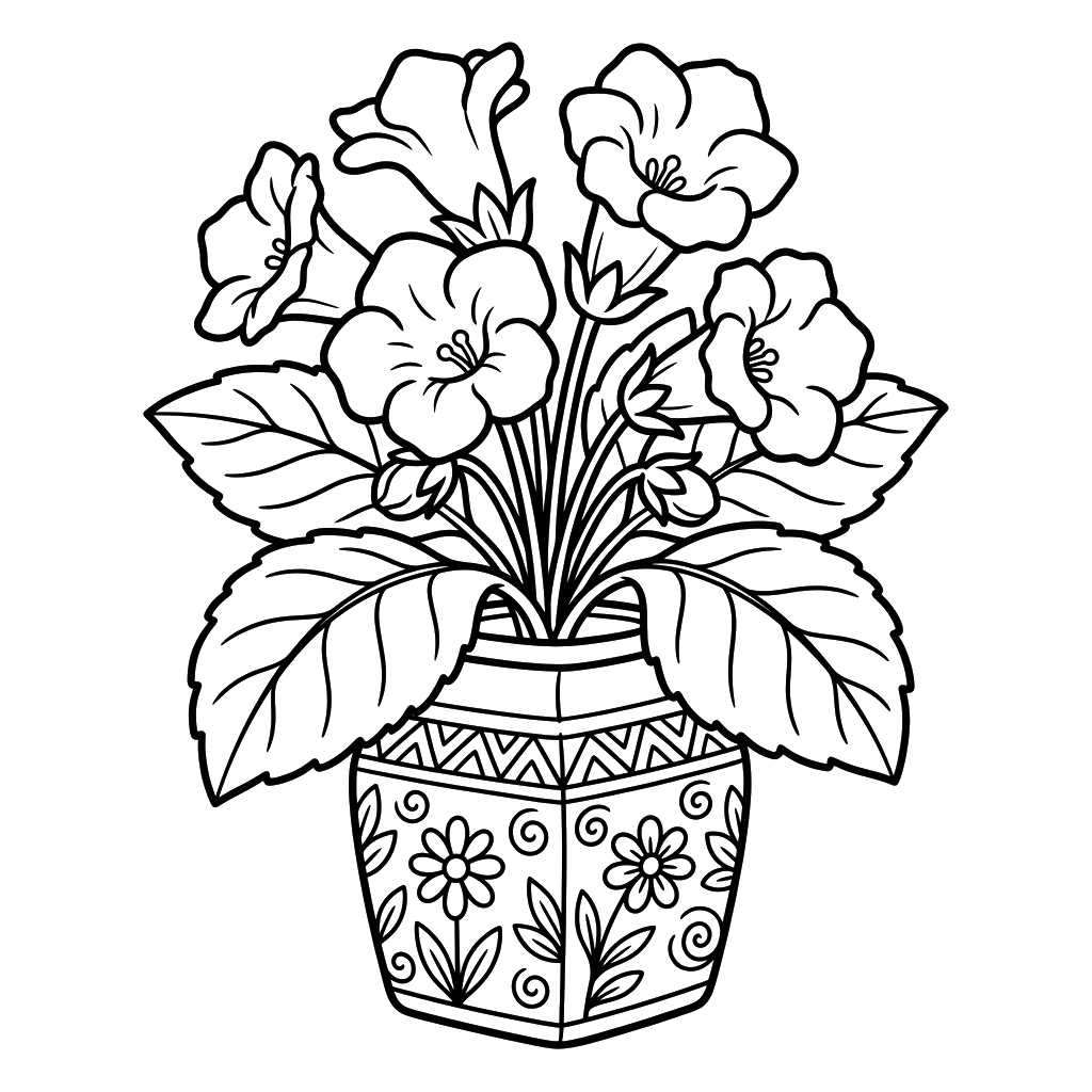 páginas para colorear imprimibles gratis Gloxinia