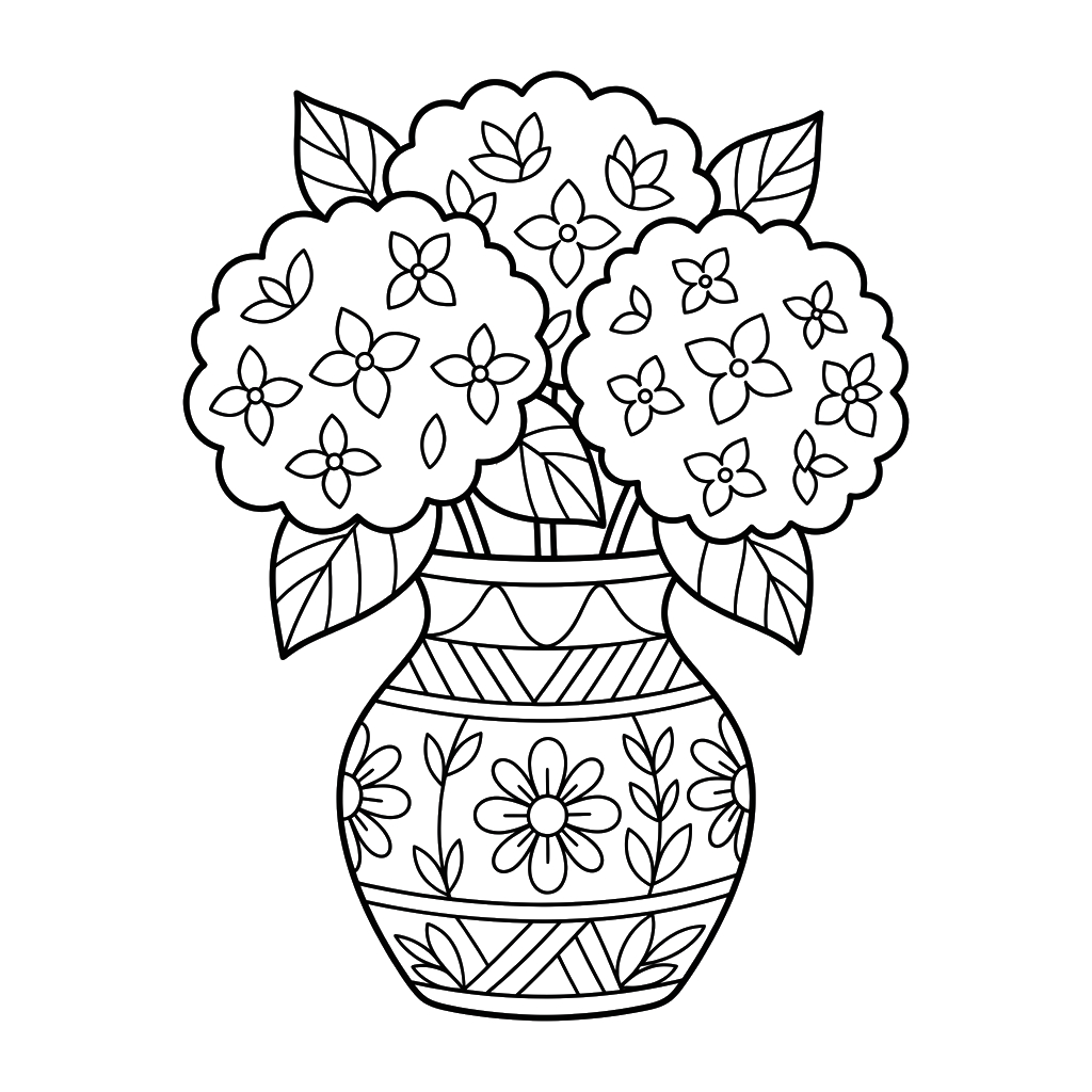 páginas para colorear para imprimir gratis Hortensia