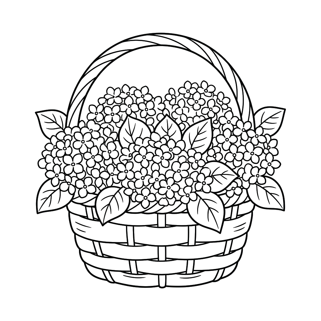 Hortensia páginas para colorear para adultos fáciles