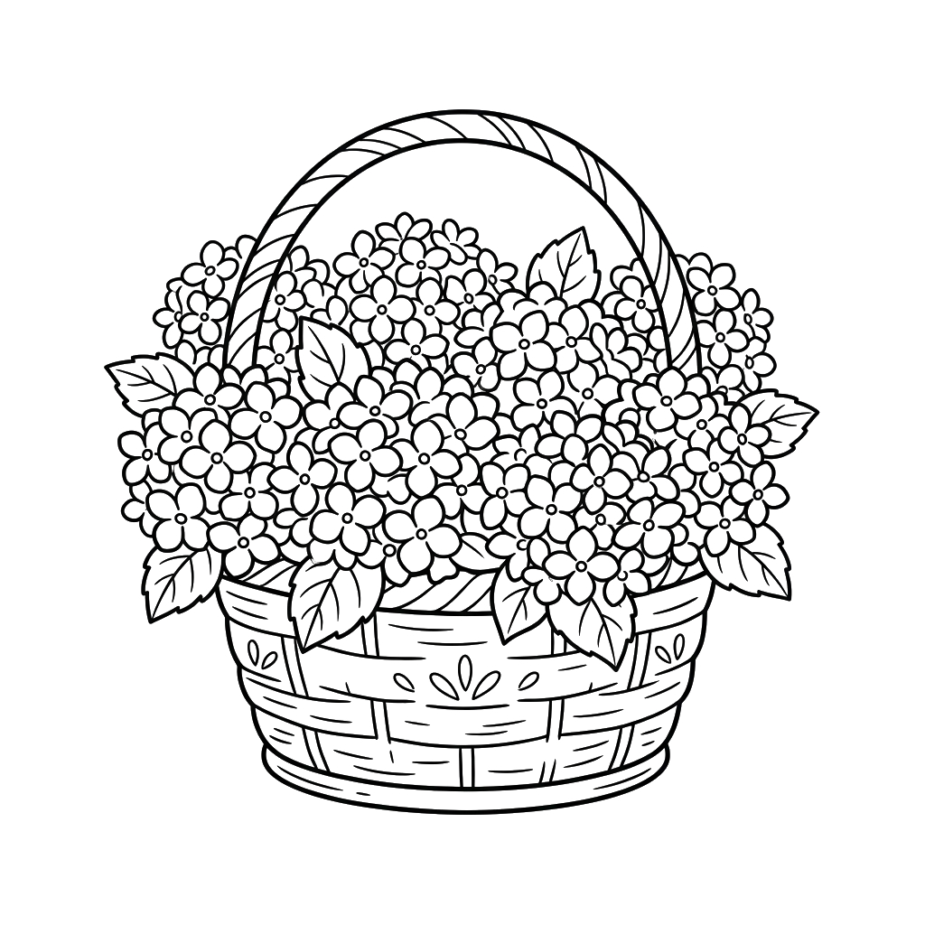 Hortensia páginas para colorear para adultos 1