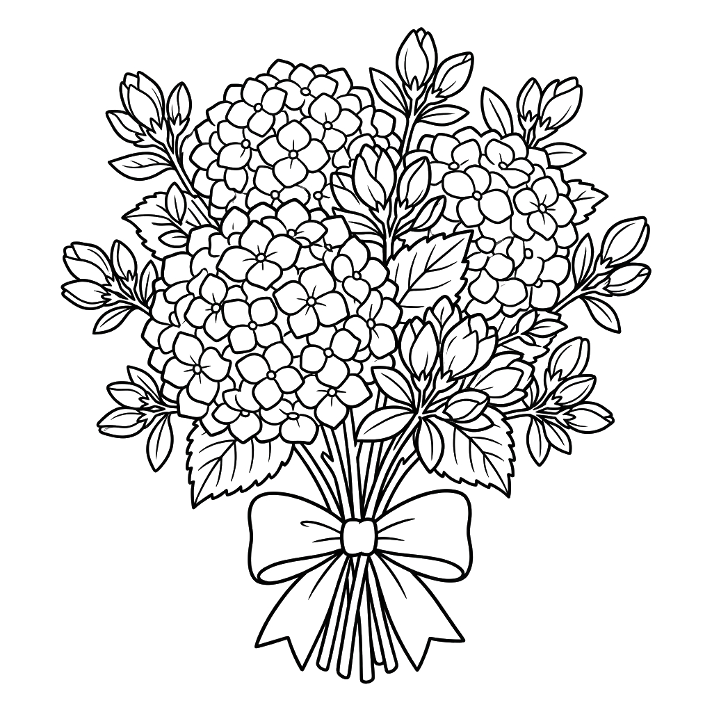 páginas para colorear gratis Hortensia