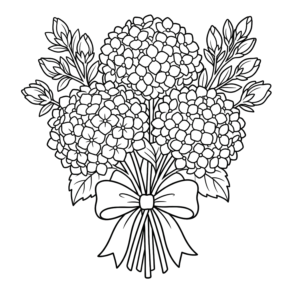 Hortensia adornos para colorear