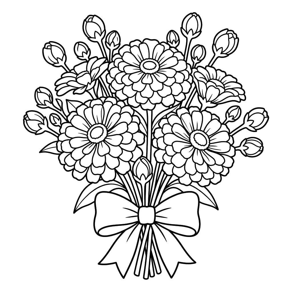 páginas para colorear imprimibles Zinnia