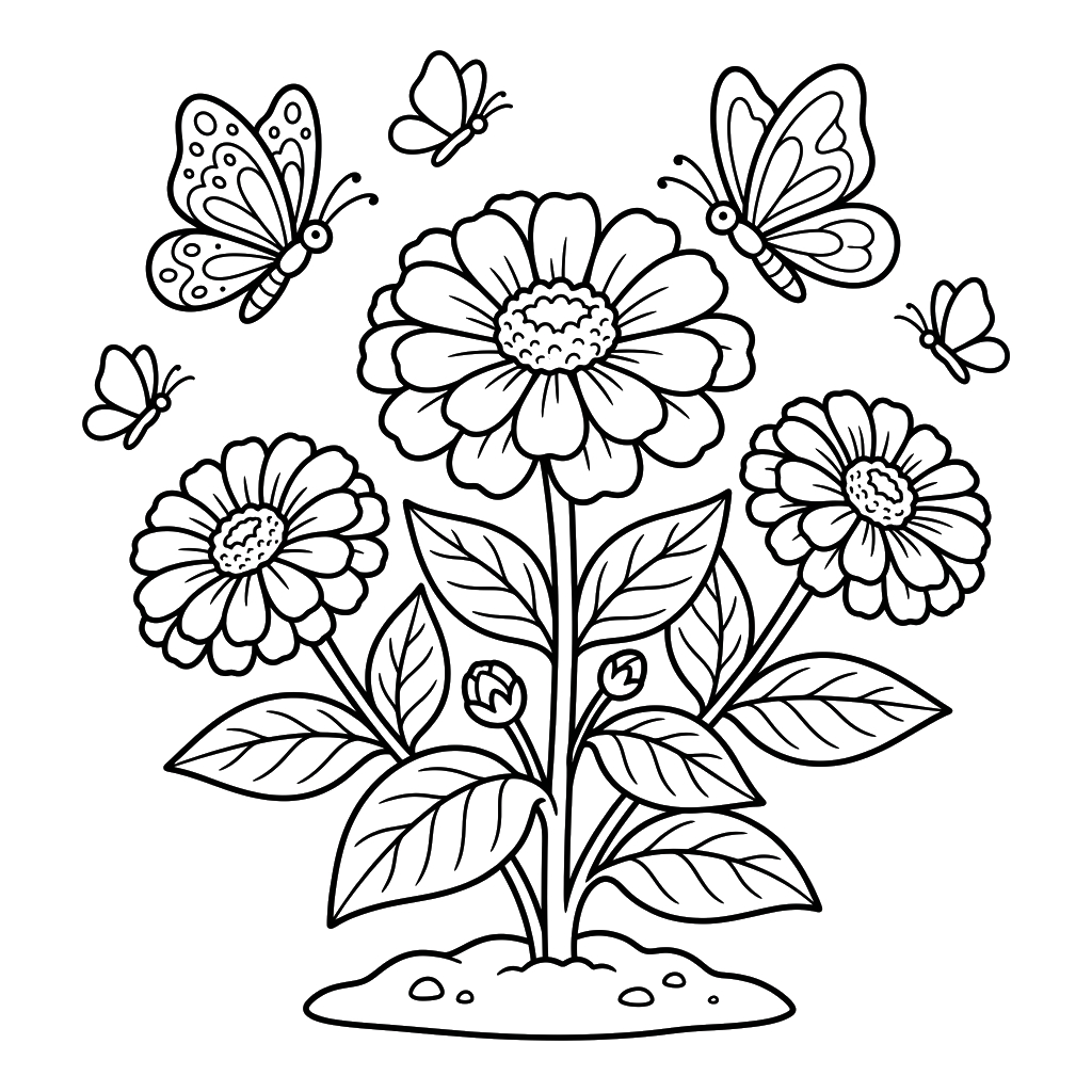 Zinnia páginas para colorear imprimibles 1