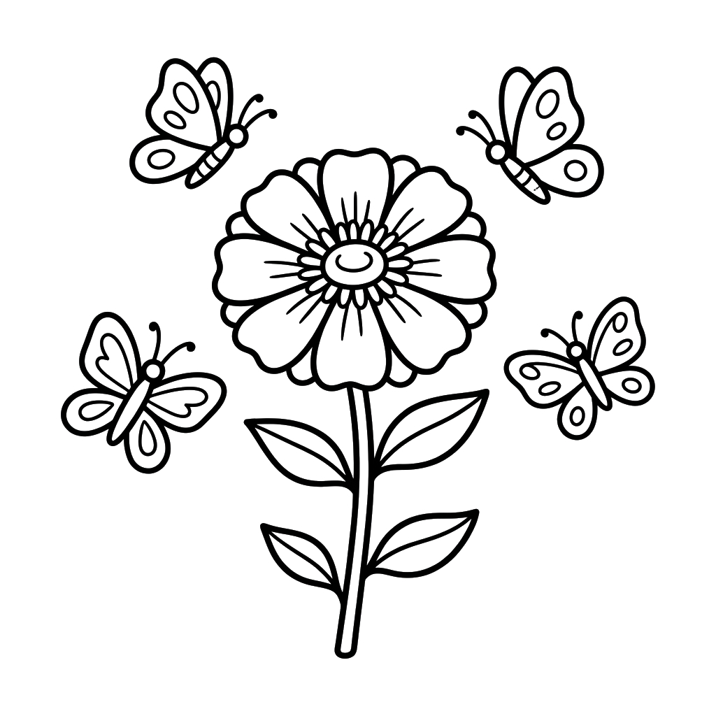 Zinnia páginas para colorear de adornos