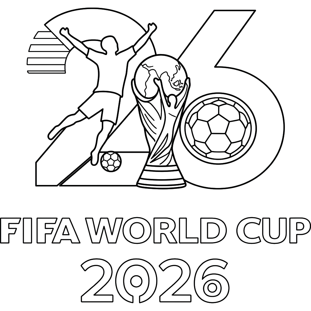 páginas para colorear lindas y fáciles de Copa Mundial 2026