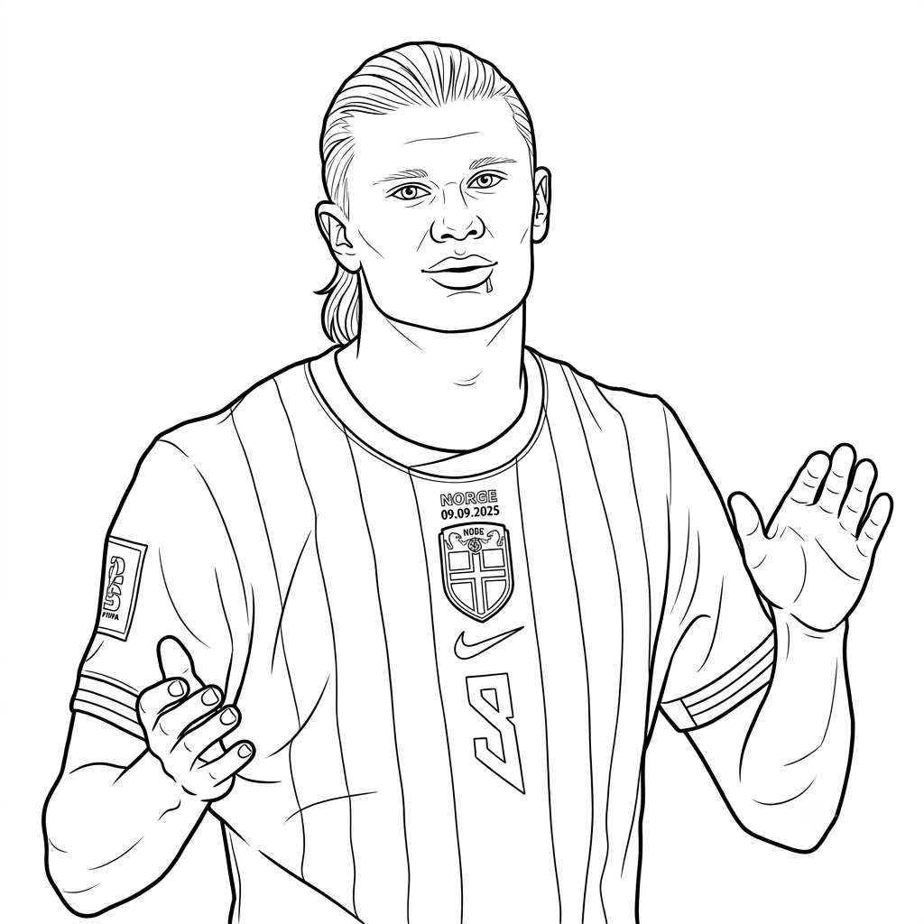 páginas para colorear para Erling Haaland Mundial 2026