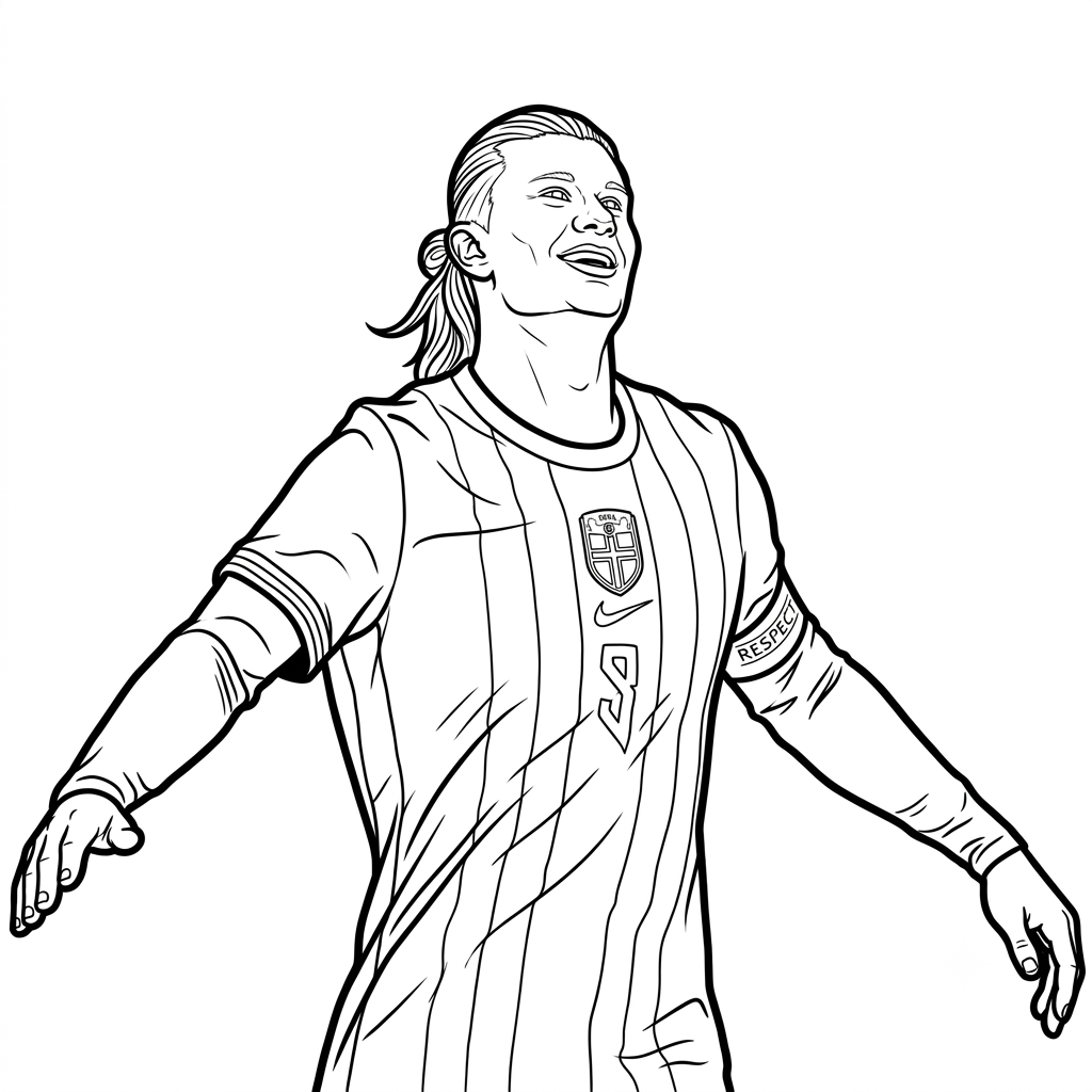 páginas para colorear lindas y fáciles de Erling Haaland Mundial 2026
