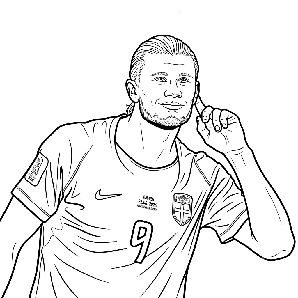 Erling Haaland Mundial 2026 páginas para colorear gratis