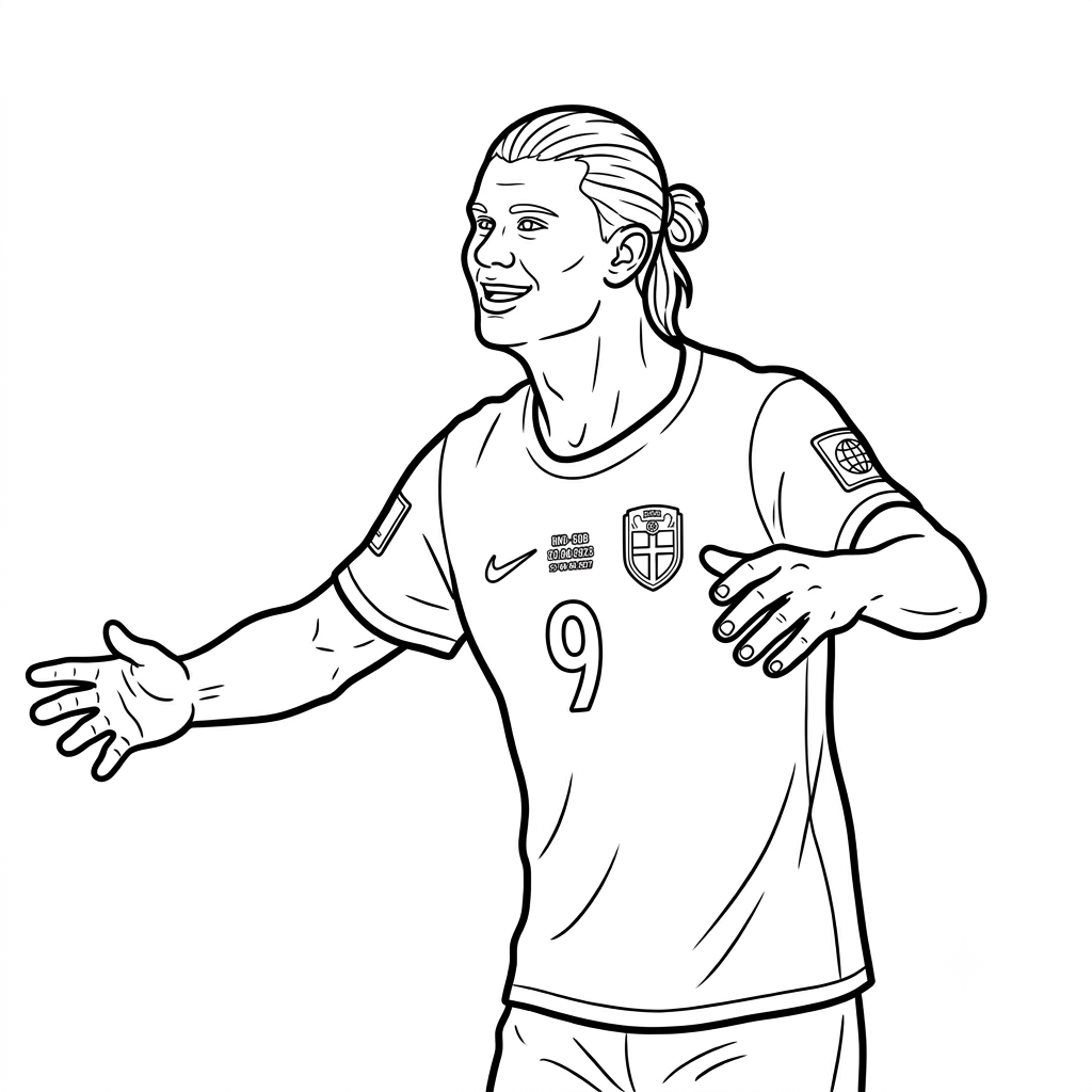 páginas para colorear imprimibles Erling Haaland Mundial 2026