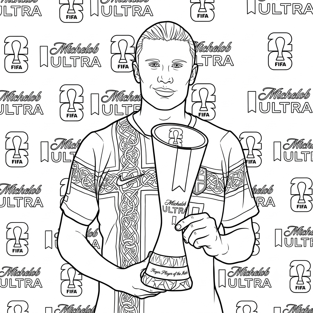 colorear páginas de Erling Haaland Mundial 2026