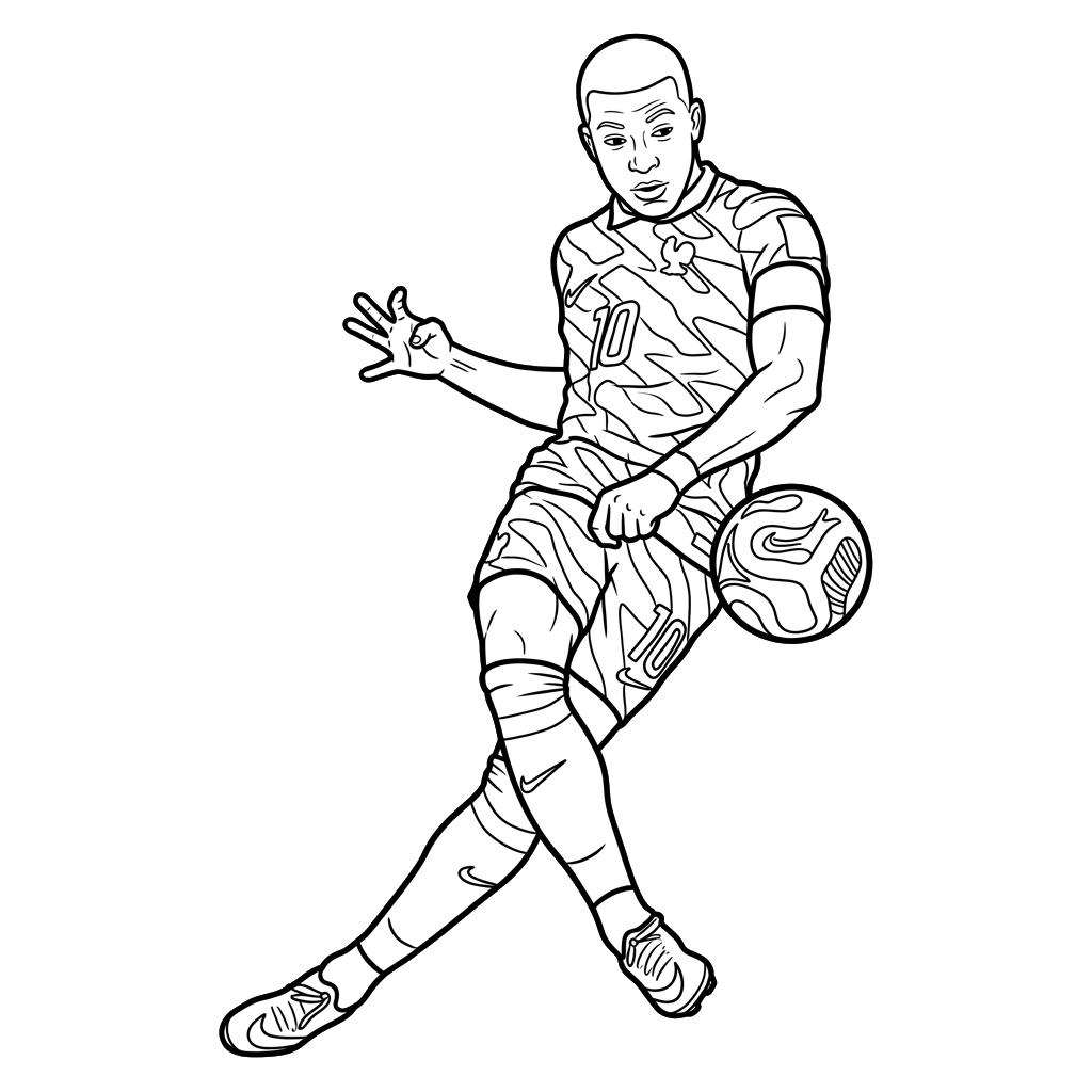 Kylian Mbappé Mundial 2026 para colorear páginas para colorear para niños