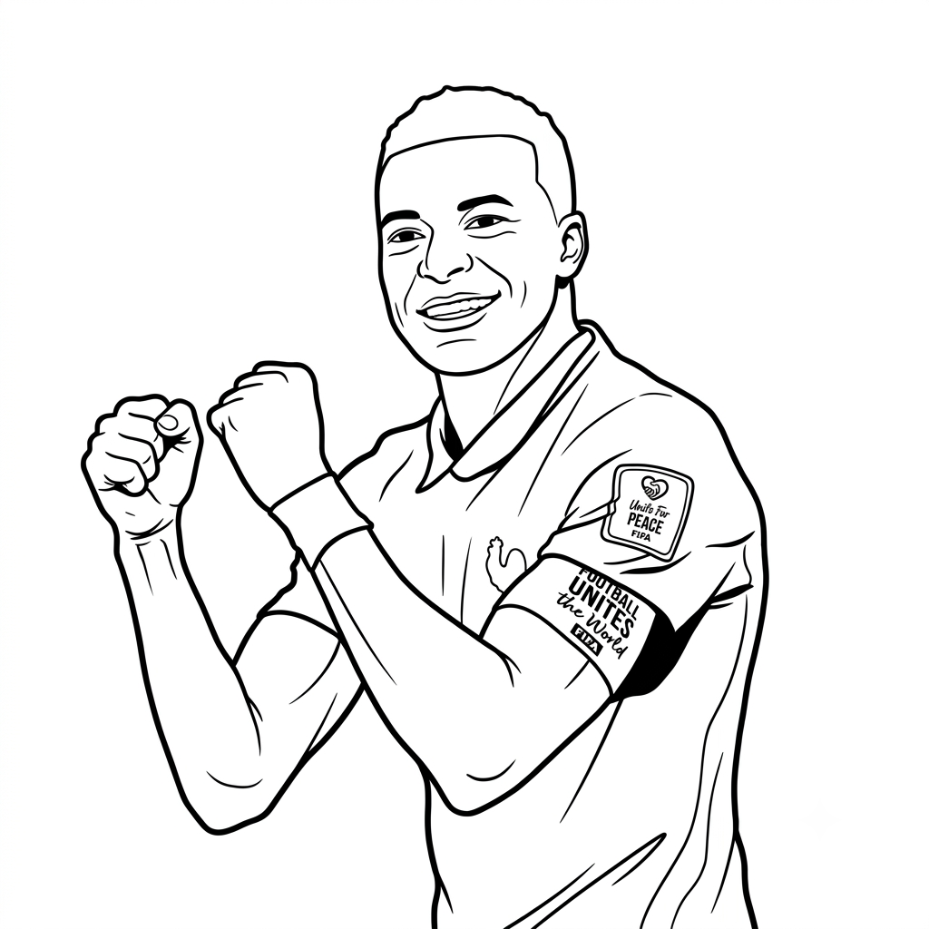 páginas para colorear kawaii lindas Kylian Mbappé Mundial 2026 para colorear