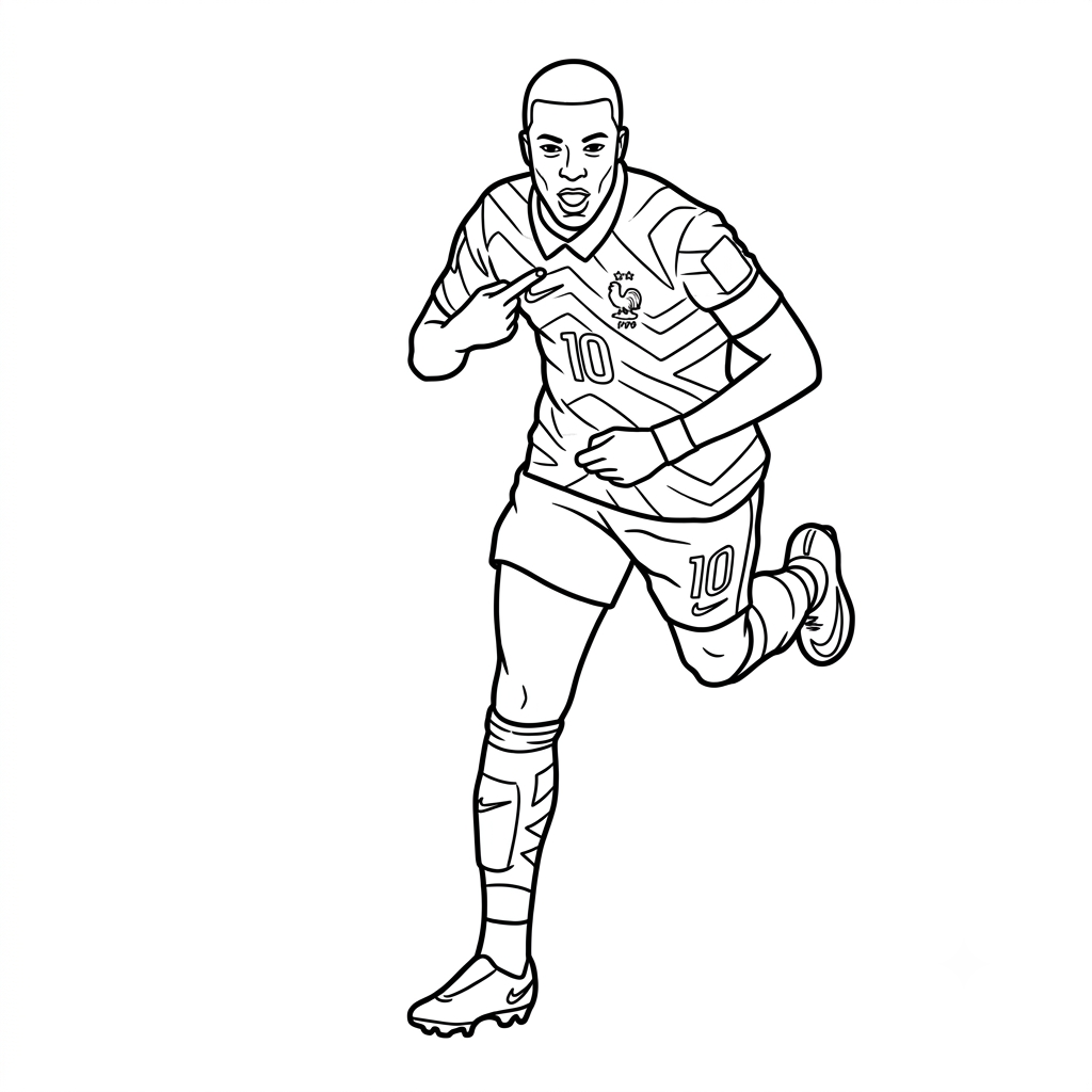 páginas para colorear gratis Kylian Mbappé Mundial 2026 para colorear pdf 1