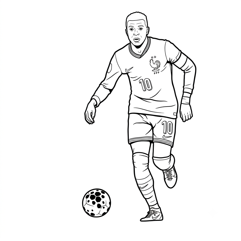 Kylian Mbappé Mundial 2026 para colorear páginas para colorear imprimibles 1