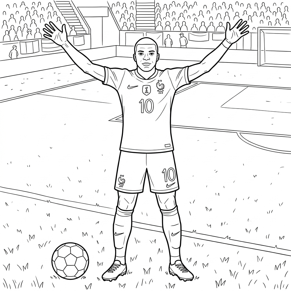 Kylian Mbappé Mundial 2026 para colorear páginas para colorear para adultos pdf