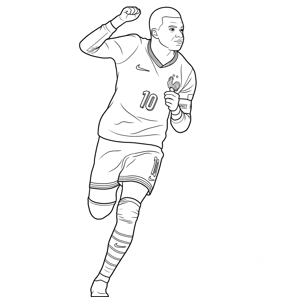 páginas para colorear para adultos Kylian Mbappé Mundial 2026 para colorear