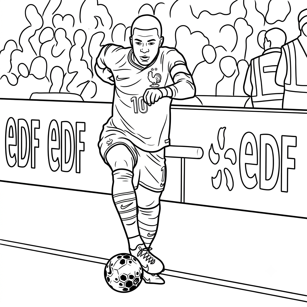 Kylian Mbappé Mundial 2026 para colorear páginas para colorear para adultos fáciles