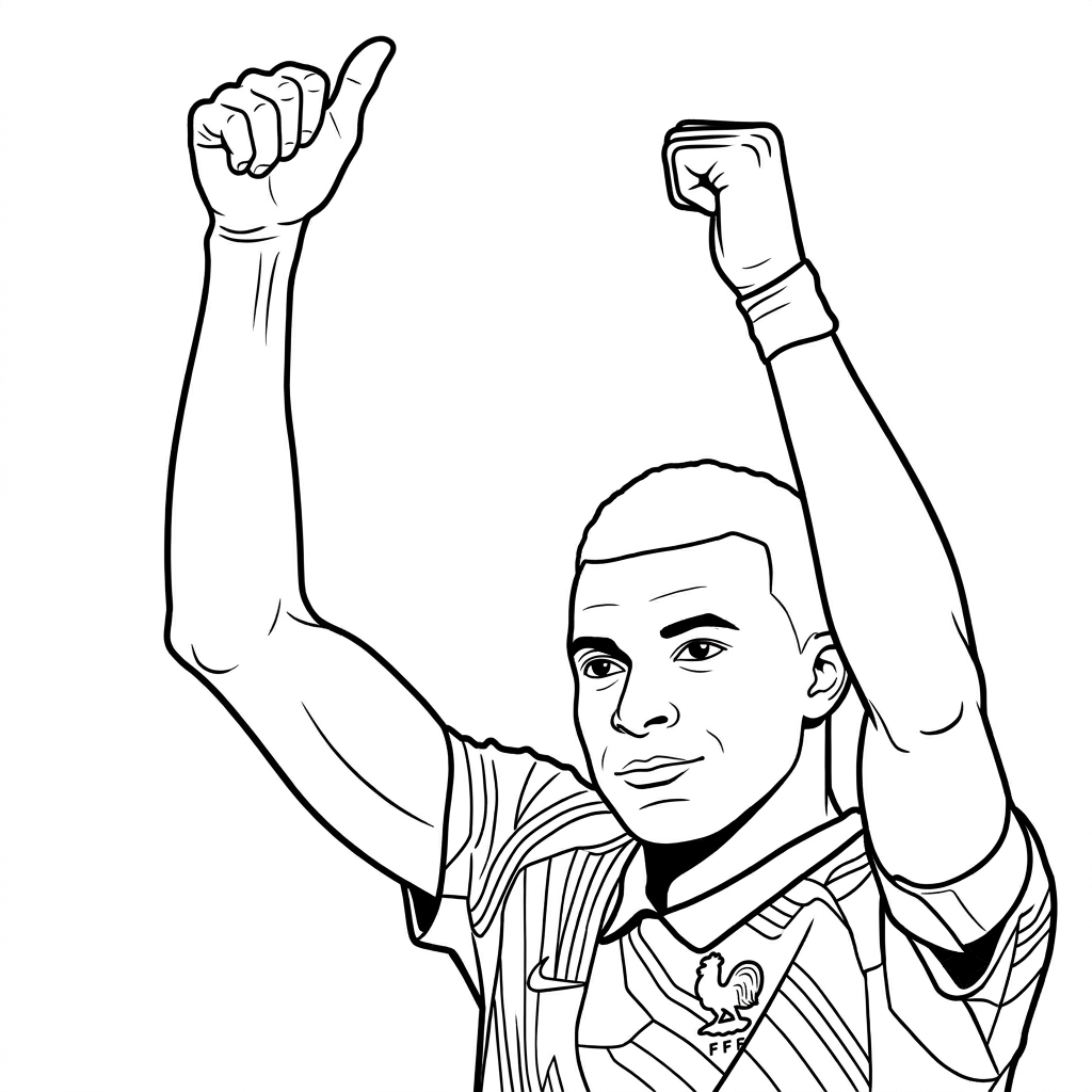 páginas para colorear gratis Kylian Mbappé Mundial 2026 para colorear pdf