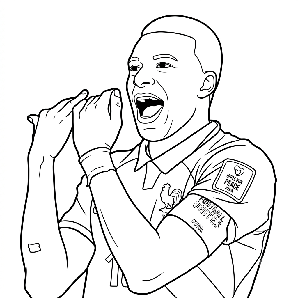 divertidas páginas para colorear Kylian Mbappé Mundial 2026 para colorear