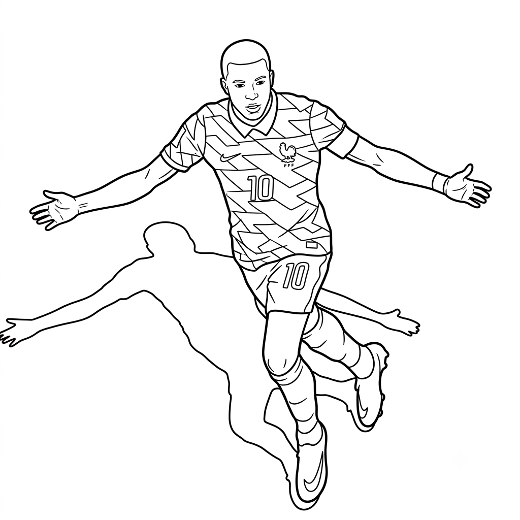 felices páginas para colorear Kylian Mbappé Mundial 2026 para colorear