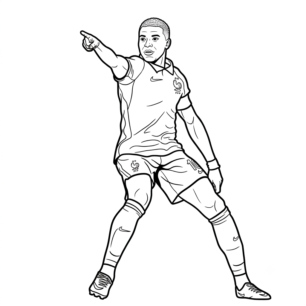 Kylian Mbappé Mundial 2026 para colorear páginas para colorear imprimibles