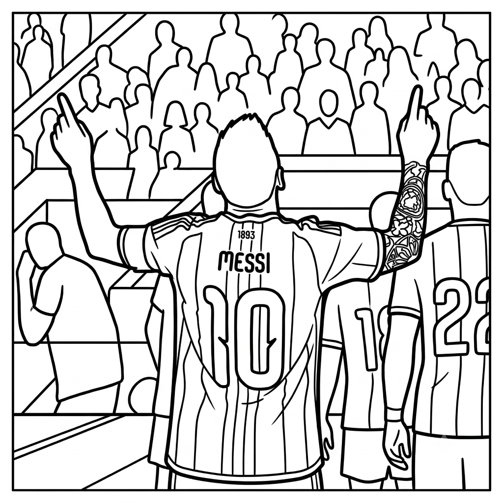 páginas para colorear fáciles de Messi Mundial 2026