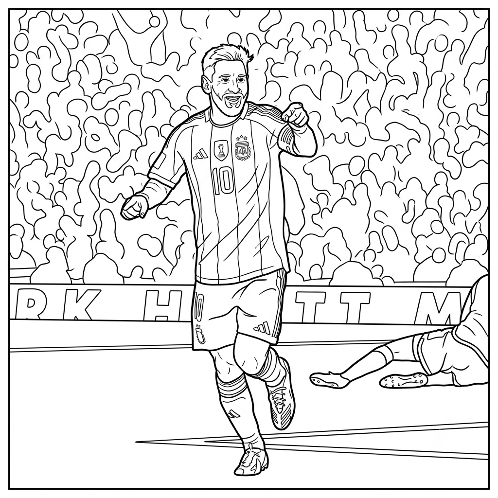 Messi Mundial 2026 páginas para colorear de adornos