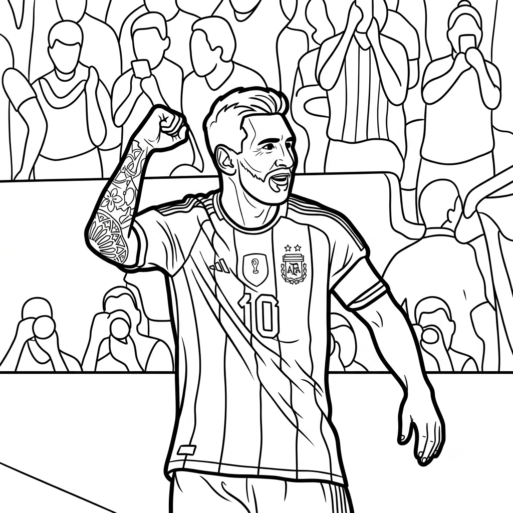 páginas para colorear imprimibles Messi Mundial 2026