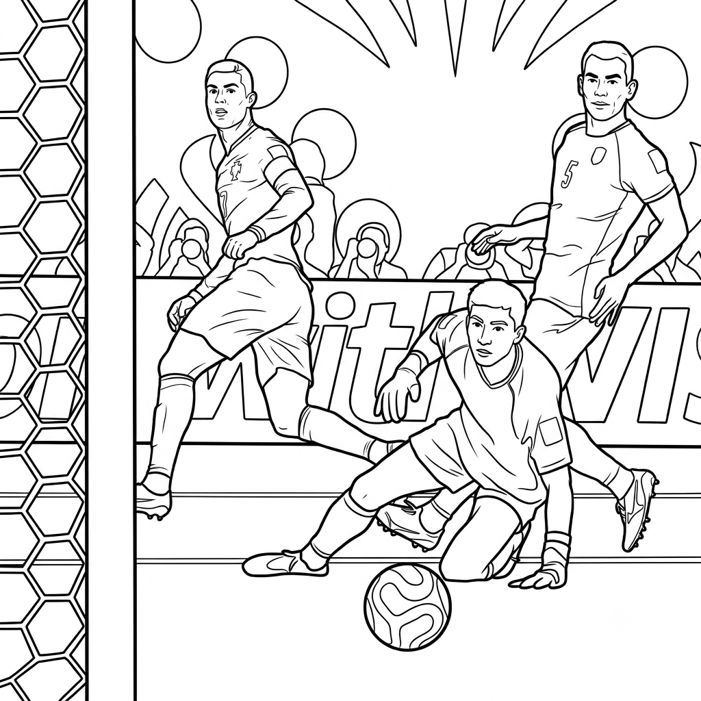 páginas para colorear de preescolar Ronaldo Mundial 2026 1