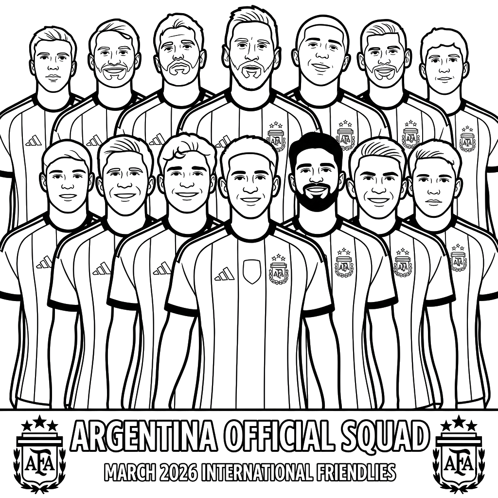 Selección de Argentina Mundial 2026 páginas para colorear para adultos